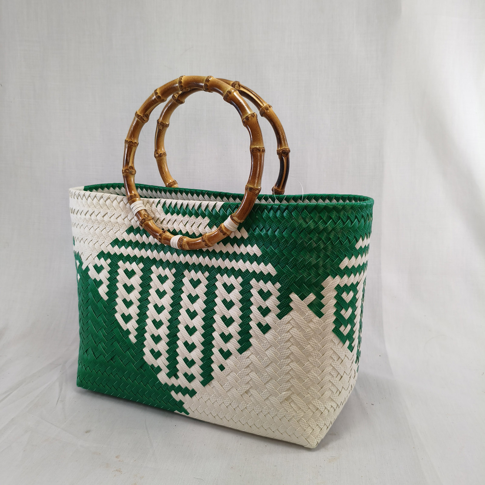 Mini Bamboo Handle: Dark Green & White - Image 2