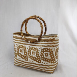 Mini Bamboo Handle: Gold & White