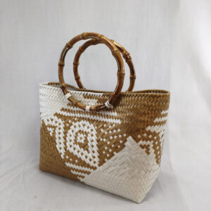 Mini Bamboo Handle: Gold & White