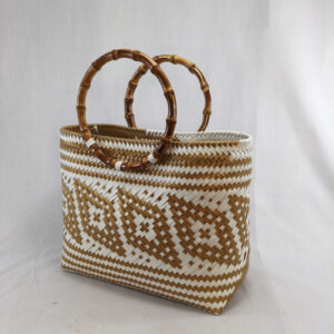 Mini Bamboo Handle: Gold & White