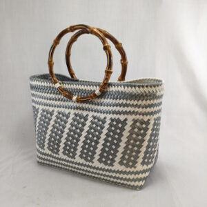 Mini Bamboo Handle: Silver & White