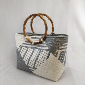 Mini Bamboo Handle: Silver & White