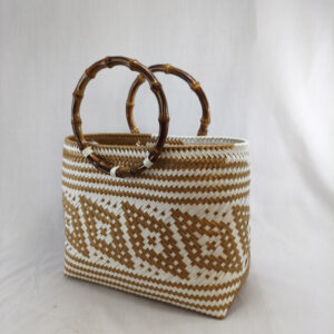 Mini Bamboo Handle: Gold & White