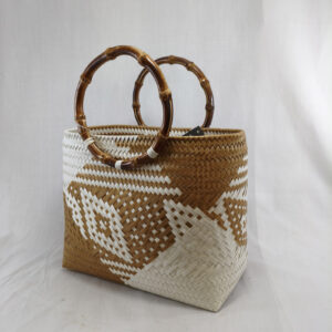 Mini Bamboo Handle: Gold & White