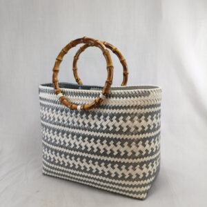 Mini Bamboo Handle: Silver & White