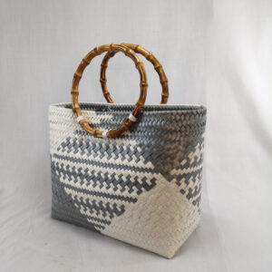 Mini Bamboo Handle: Silver & White